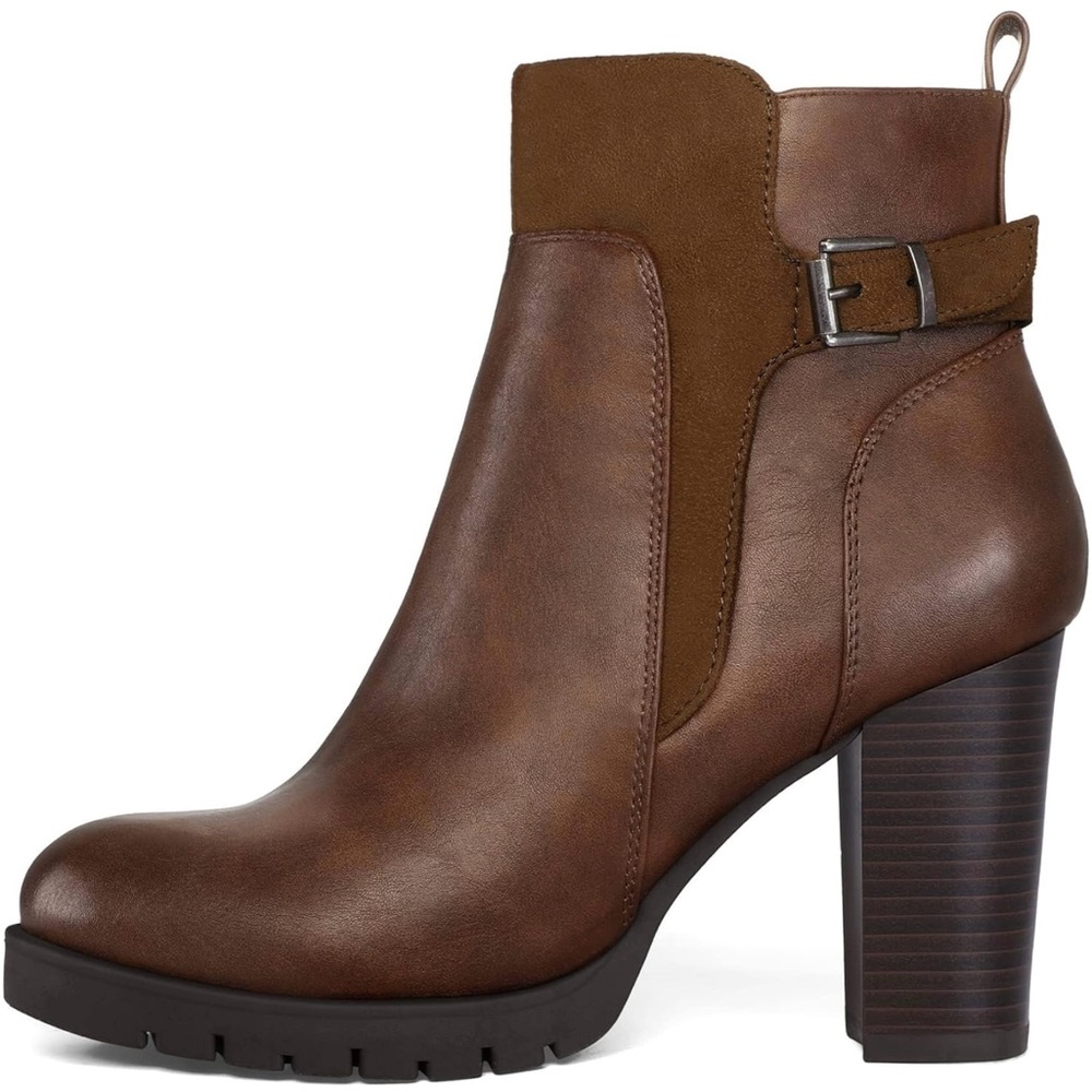 mysoft Women's Ankle Boots Chunky Stacked Heel Zipper Booties